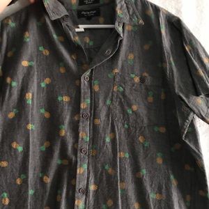 Dark grey button up with pineapple print
